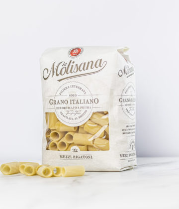 Paquet de 500g de Mezzi Rigatoni N°32 de La Molisana, pâtes italiennes d'excellence disponibles sur My Little Italy.