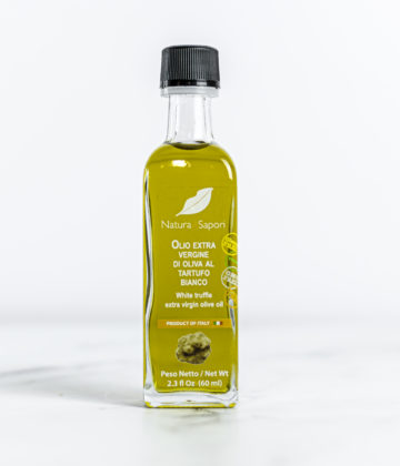 Bouteille de 60ml d'huile d'olive extra-vierge à la truffe blanche disponible sur My Little Italy