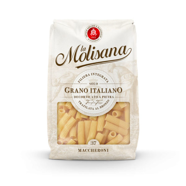 Paquet de 500g de Maccheroni N°37 de La Molisana, pâtes italiennes de qualité supérieure disponibles chez My Little Italy.