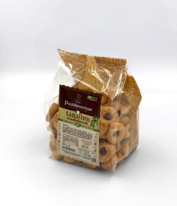 Sachet de Tarallini nature, biscuits apéritifs traditionnels des Pouilles en format 400g